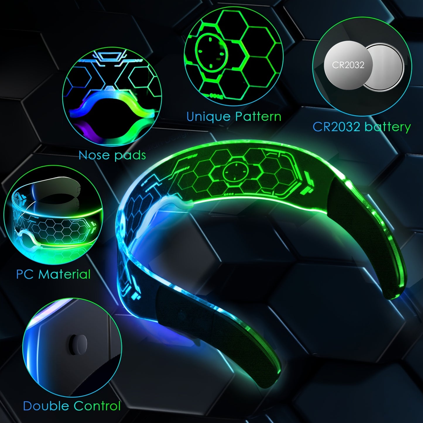 Neon Glow Hex Glasses