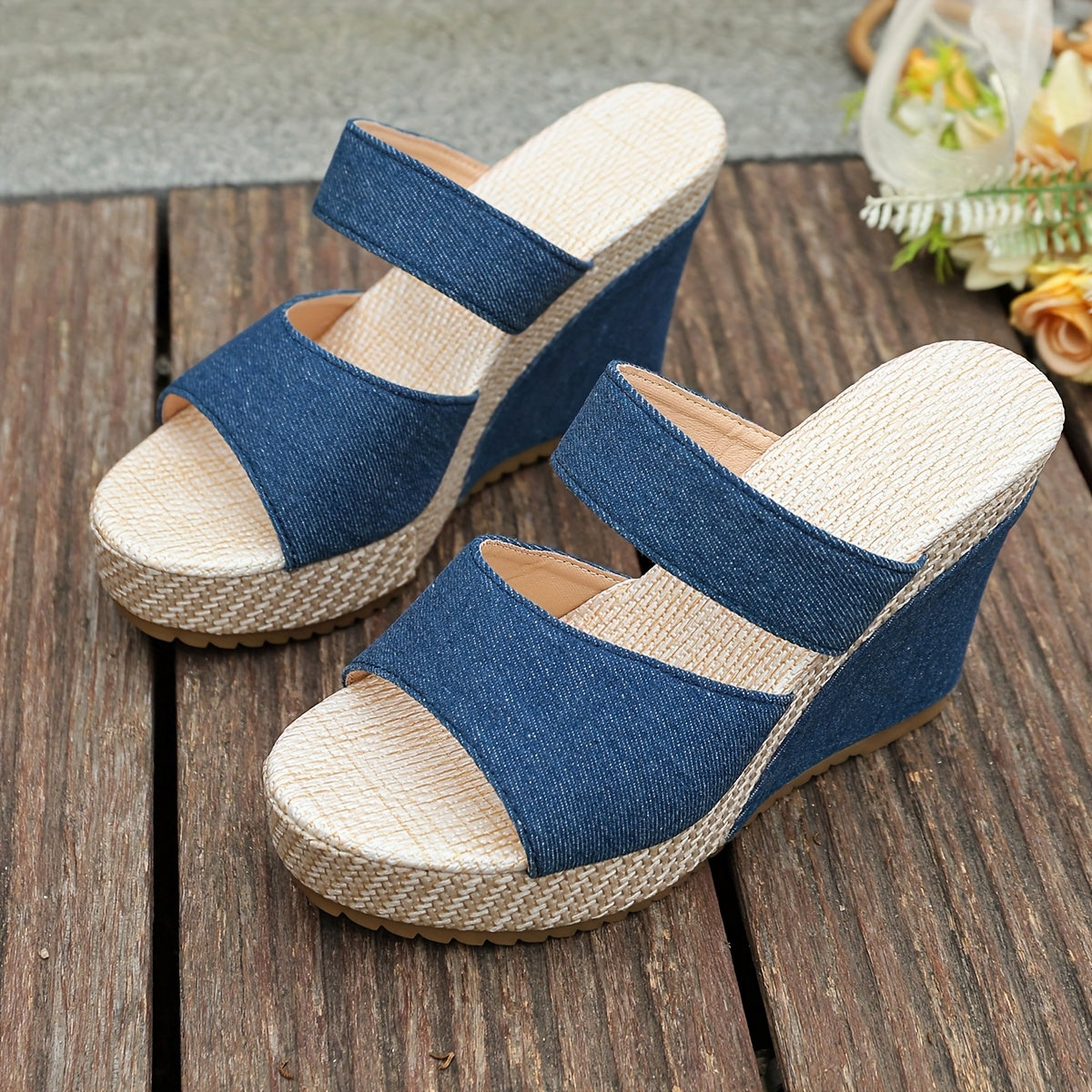 Sophie Denim Wedge Sandals