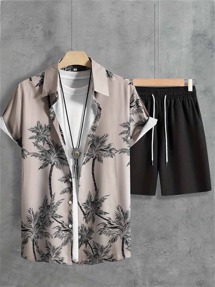 Palm Tree Print Hawaiian Set