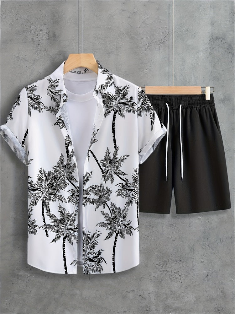 Palm Tree Print Hawaiian Set