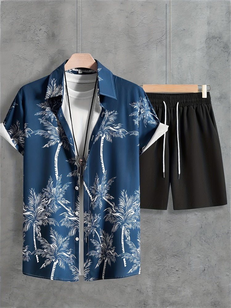 Palm Tree Print Hawaiian Set