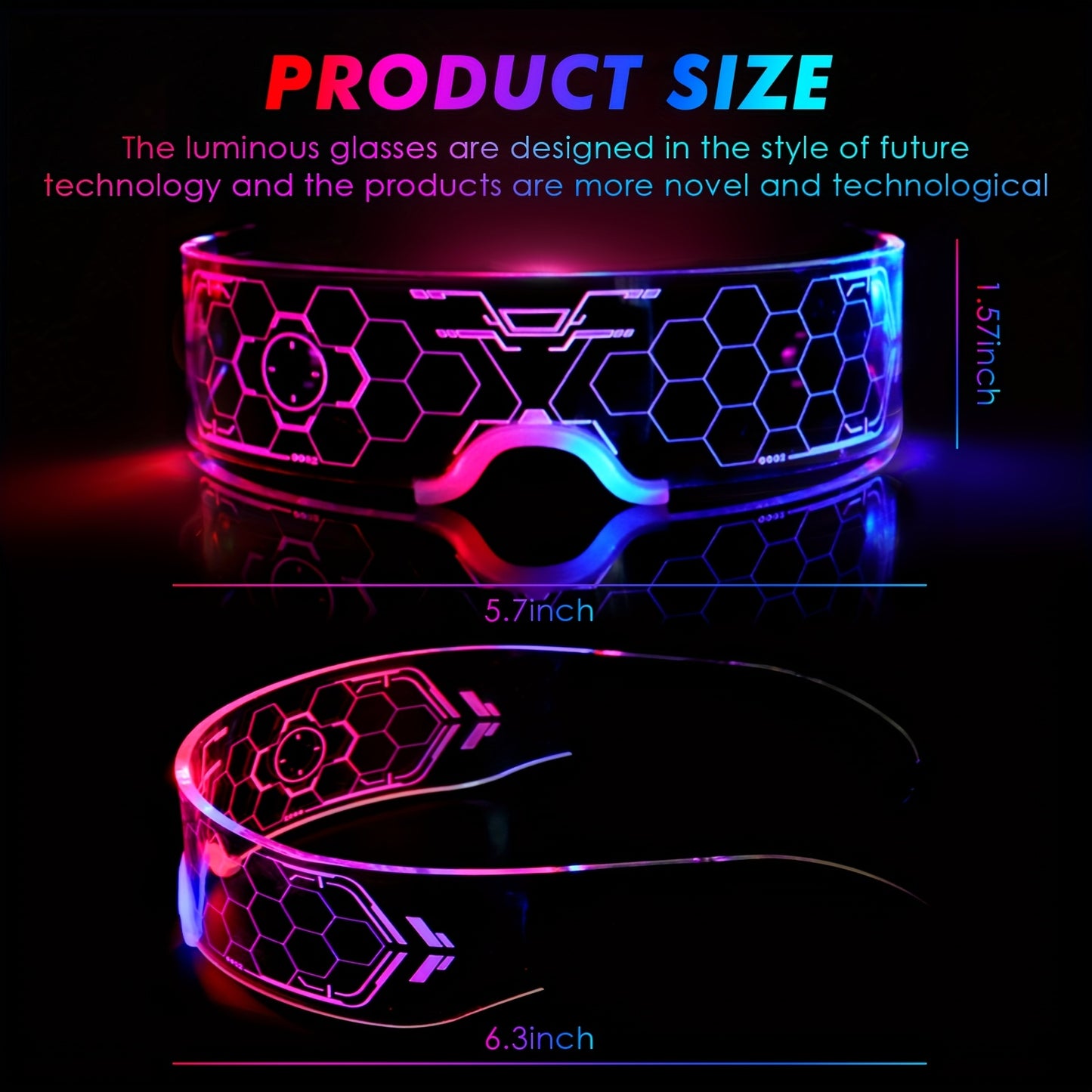 Neon Glow Hex Glasses
