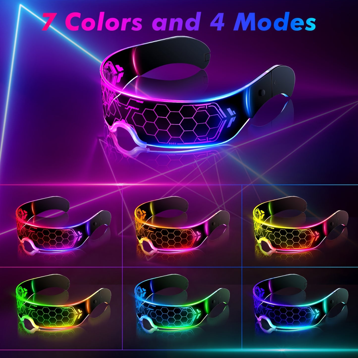 Neon Glow Hex Glasses