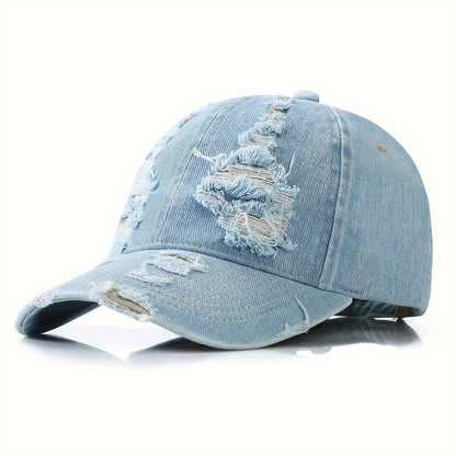 Distressed Denim Sun Hat