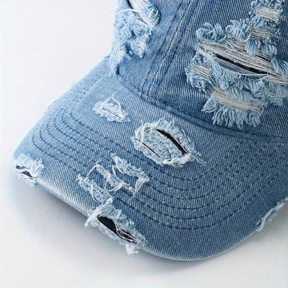 Distressed Denim Sun Hat