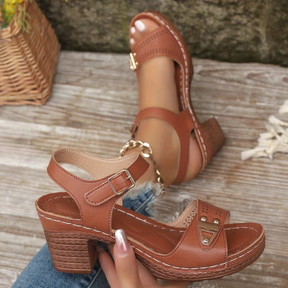 Bella Heeled Wedge Sandals