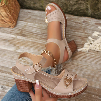 Bella Heeled Wedge Sandals