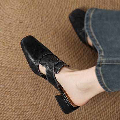 Ivora Genuine Leather Mules