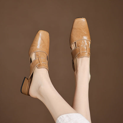 Ivora Genuine Leather Mules