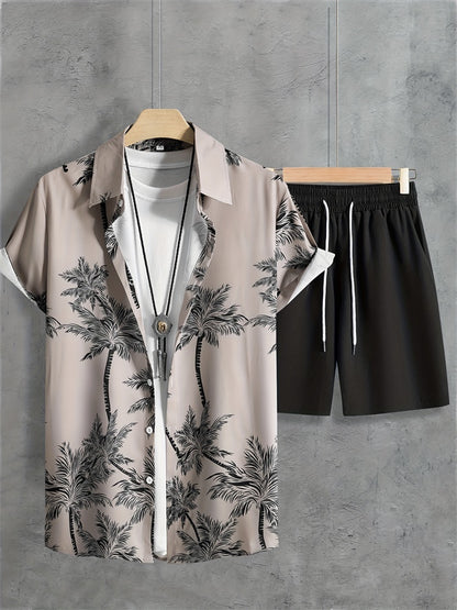 Palm Tree Print Hawaiian Set