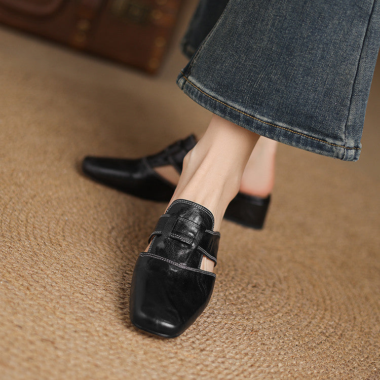 Ivora Genuine Leather Mules