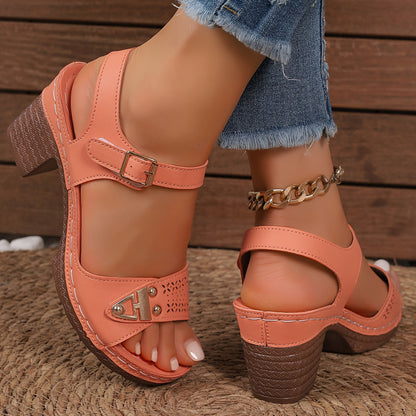 Bella Heeled Wedge Sandals