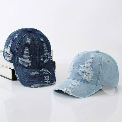 Distressed Denim Sun Hat