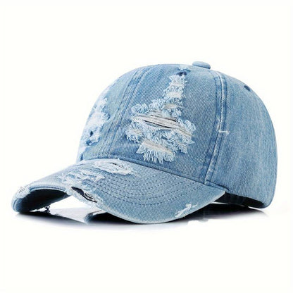 Distressed Denim Sun Hat