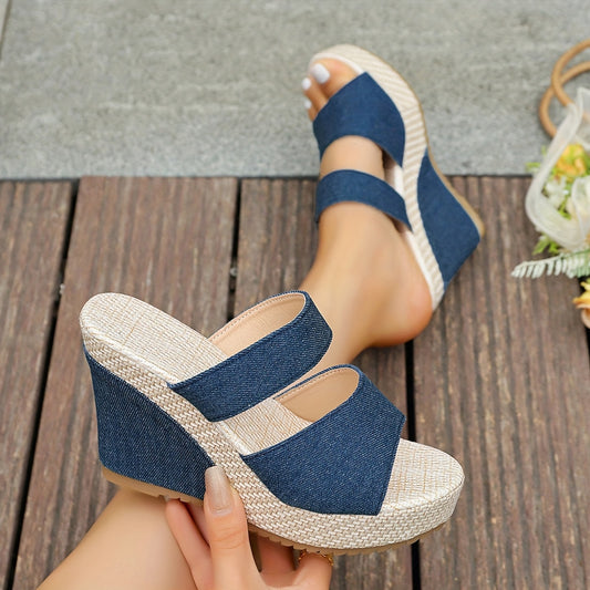 Sophie Denim Wedge Sandals